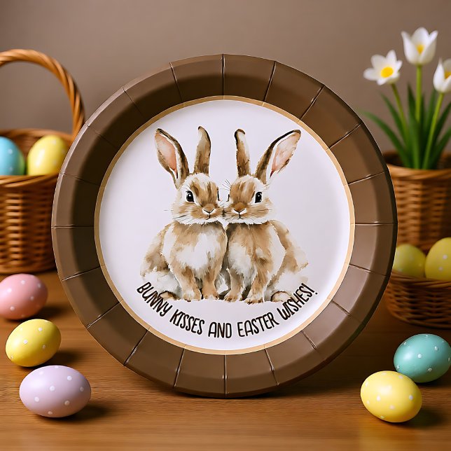 Customisable 🐰watercolor  Bunny  Paper Plate (Customizable 🐰watercolor Bunny Paper Plates)