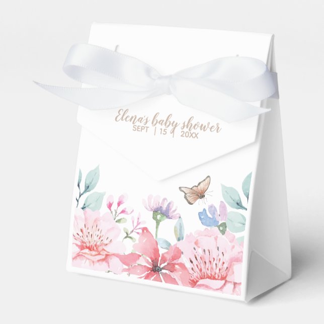 Customisable Watercolor Butterfly Favour Box (Front Side)