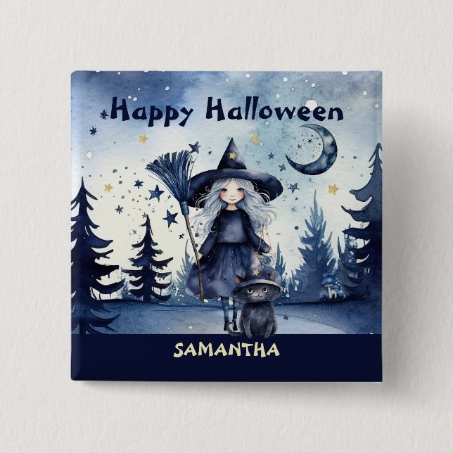 Customisable Watercolor Customise Halloween Button (Front)