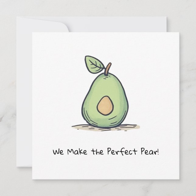 Customisable Watercolor Cute Pear  Holiday Card (Front)