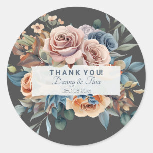 Customisable Watercolor Floral Bouquet Classic Round Sticker