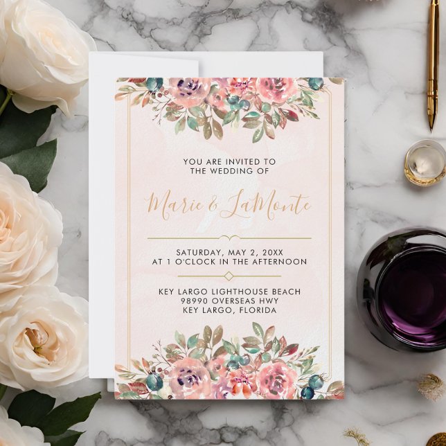 Customisable Watercolor Floral Wedding Invitation (Creator Uploaded)