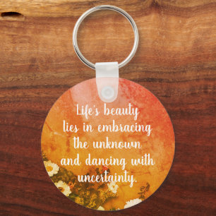 Customisable Watercolor Flower Inspirational Quote Key Ring