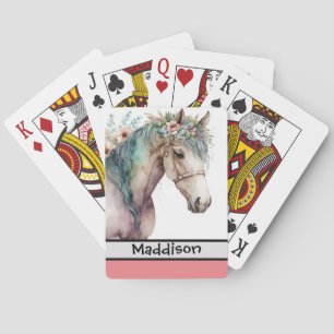 Customisable Watercolor Horse Playing Cards