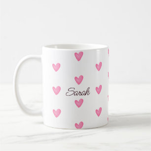 Customisable Watercolor Pink Hearts Coffee Mug