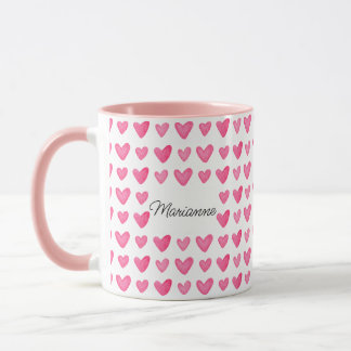 Customisable Watercolor Pink Hearts Mug