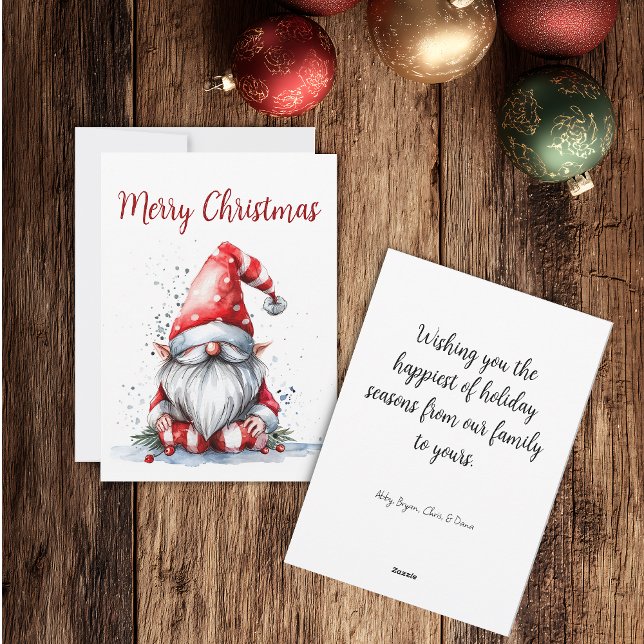Customisable Watercolor Santa Gnome Holiday Card (Creator Uploaded)