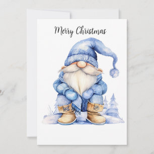 Customisable Watercolor Winter Gnome Holiday Card