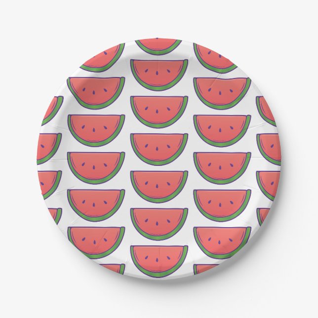Customisable Watermelon Pattern Paper Plate (Front)