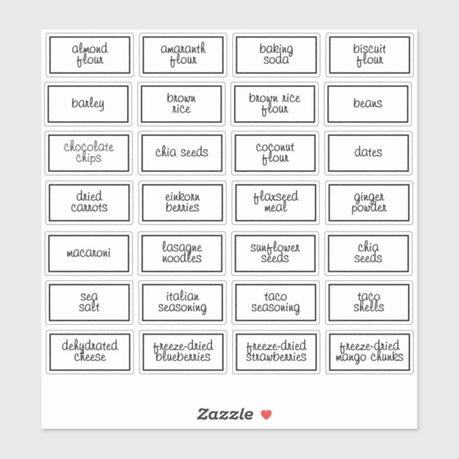 Customisable Waterproof White Pantry Labels (Sheet)