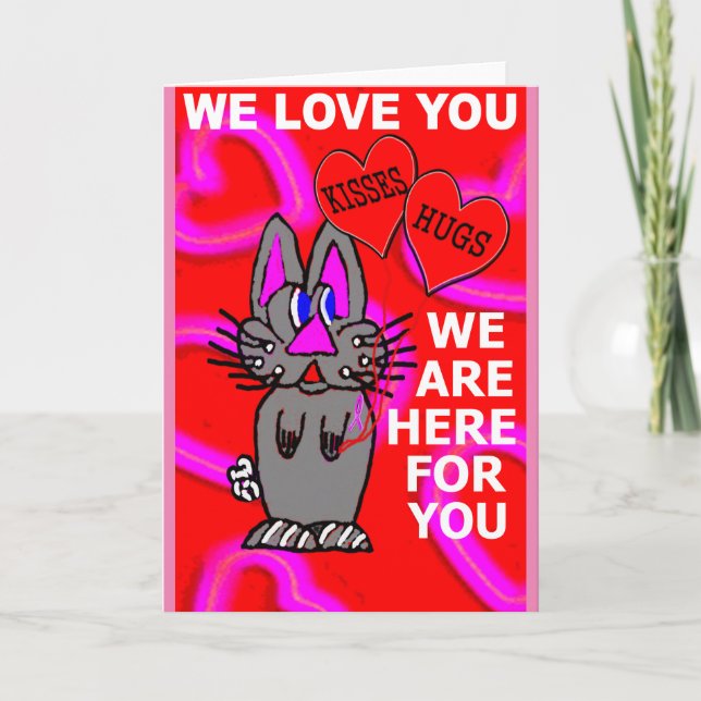 Customisable We Love You Pink Ribbon Breast Cancer Card (Front)