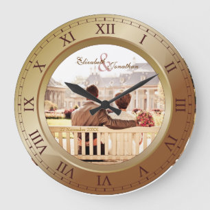 Customisable Wedding Anniversary Bronze Photograph Large Clock