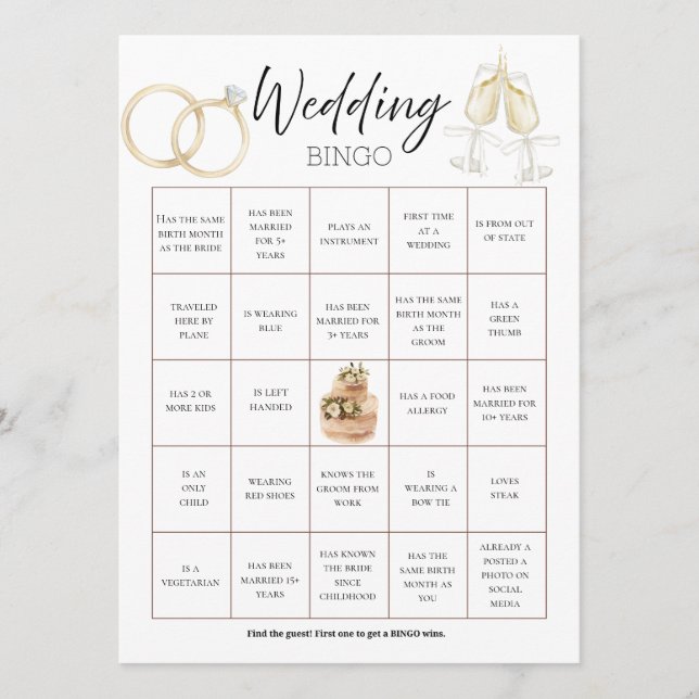 Customisable Wedding Bingo Card & Photo Template (Front)