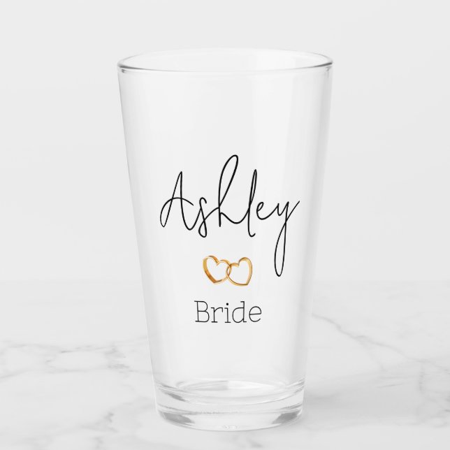 Customisable Wedding Bride Glass Tumbler (Front)