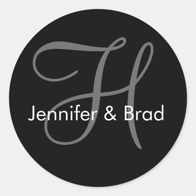 Customisable Wedding Bride Groom Monogram Sticker (Front)