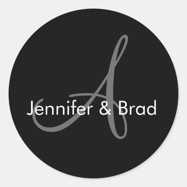 Customisable Wedding Bride Groom Monogram Sticker (Front)