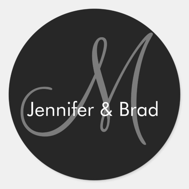 Customisable Wedding Bride Groom Monogram Sticker (Front)