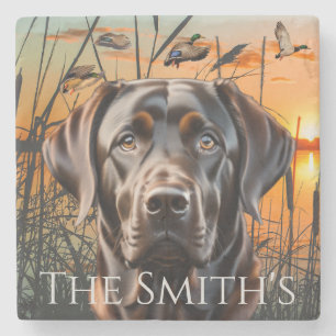 Customisable Wedding Coaster, Chocolate Labrador Stone Coaster