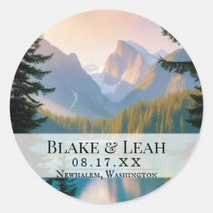 Customisable Wedding Date Event Sticker Mountain