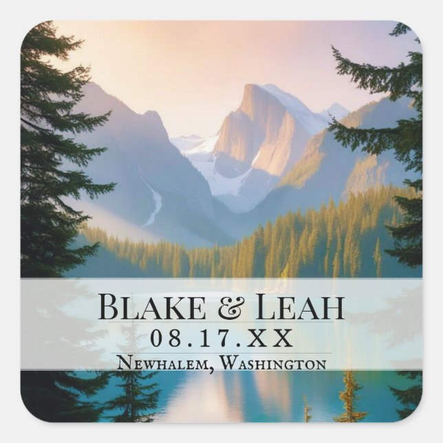 Customisable Wedding Date Event Sticker Mountain (Front)