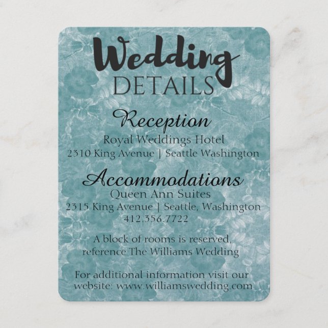 Customisable Wedding Details/ INSERT CARD (Front)