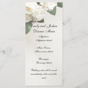 Customisable Wedding Dinner Menu Template White