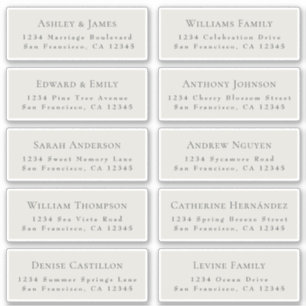 Customisable Wedding Guest Address Labels