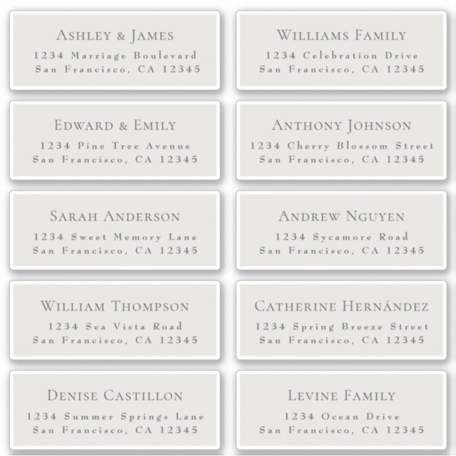 Customisable Wedding Guest Address Labels (Front)