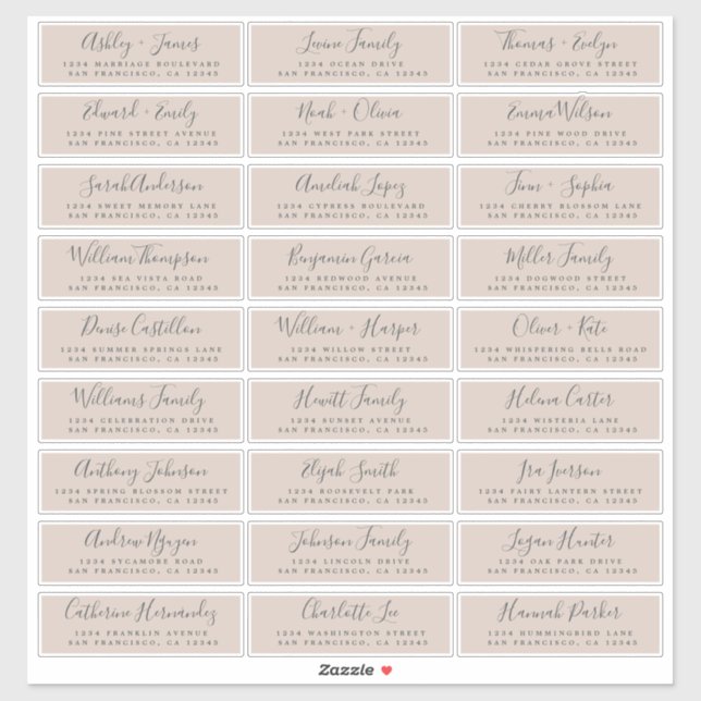Customisable Wedding Guest Address Labels (Sheet)