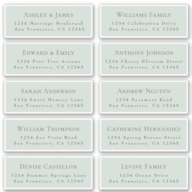 Customisable Wedding Guest Address Labels (Front)