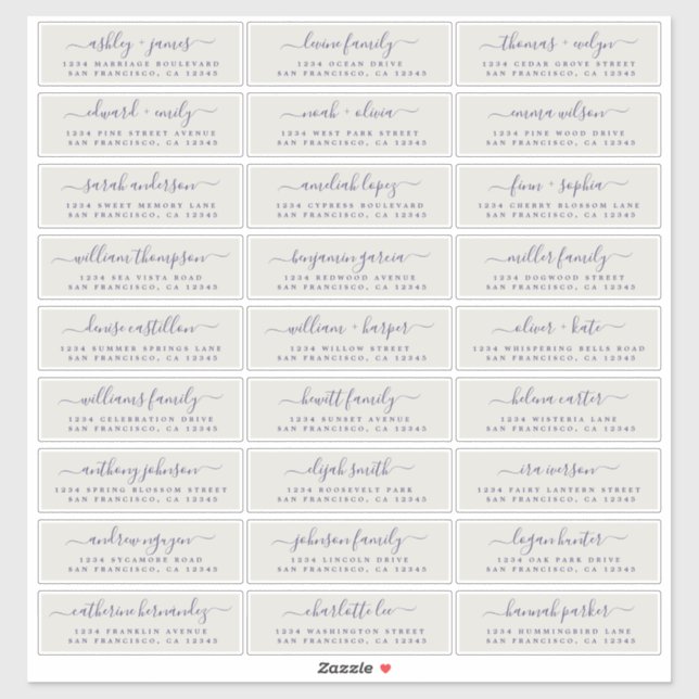 Customisable Wedding Guest Address Labels (Sheet)
