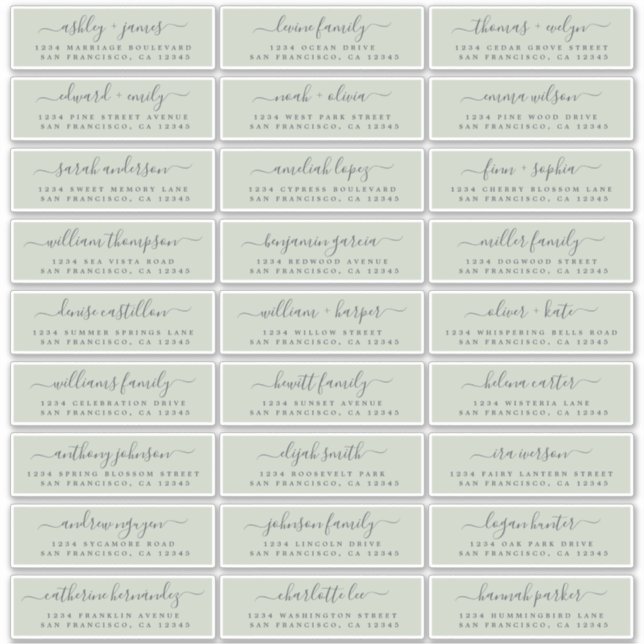 Customisable Wedding Guest Address Labels (Front)