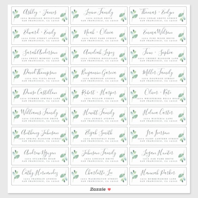 Customisable Wedding Guest Address Labels (Sheet)