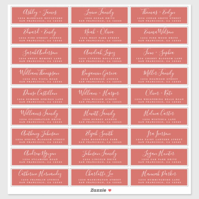 Customisable Wedding Guest Address Labels (Sheet)
