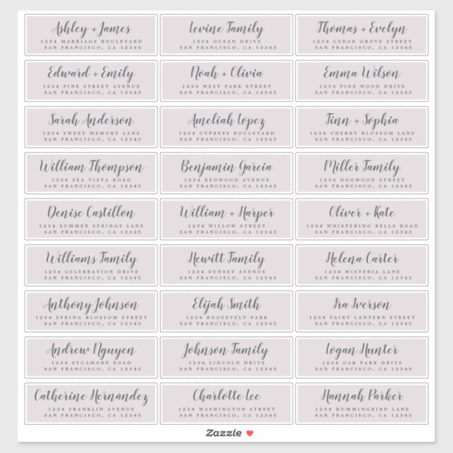 Customisable Wedding Guest Address Labels (Sheet)