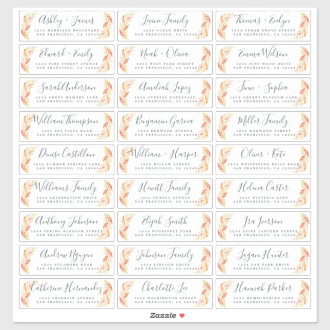 Customisable Wedding Guest Address Labels (Sheet)