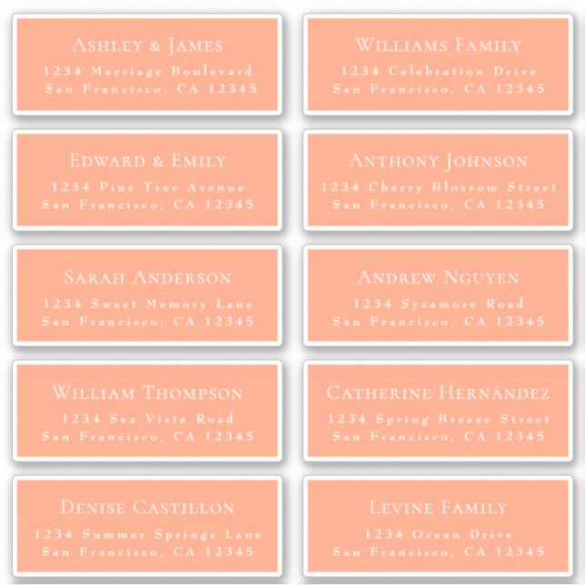 Customisable Wedding Guest Address Labels (Front)