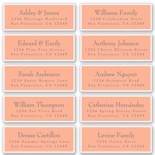Customisable Wedding Guest Address Labels (Front)