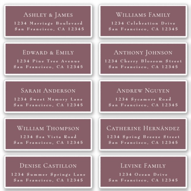 Customisable Wedding Guest Address Labels (Front)