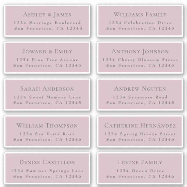 Customisable Wedding Guest Address Labels (Front)