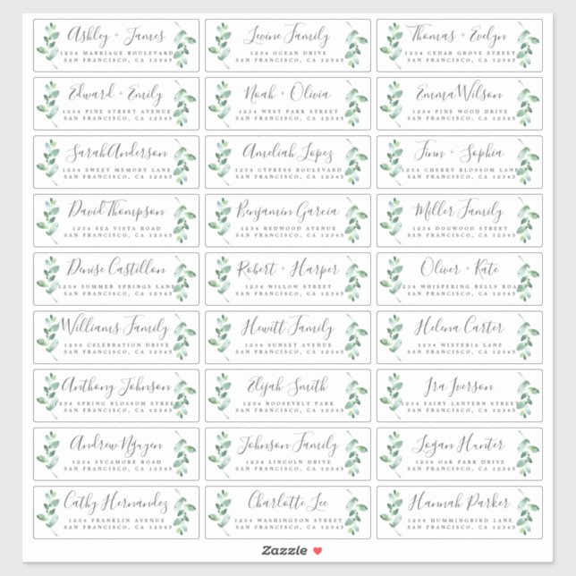 Customisable Wedding Guest Address Labels (Sheet)