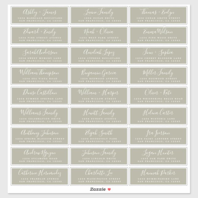 Customisable Wedding Guest Address Labels (Sheet)