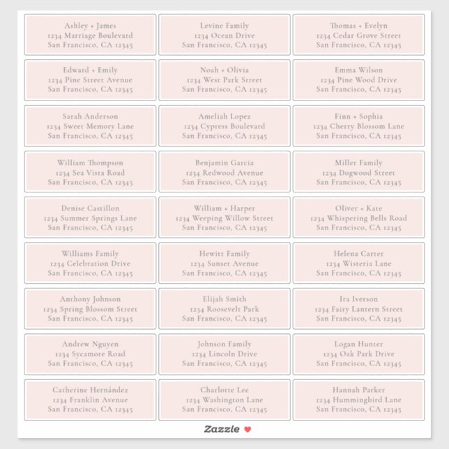 Customisable Wedding Guest Address Labels (Sheet)