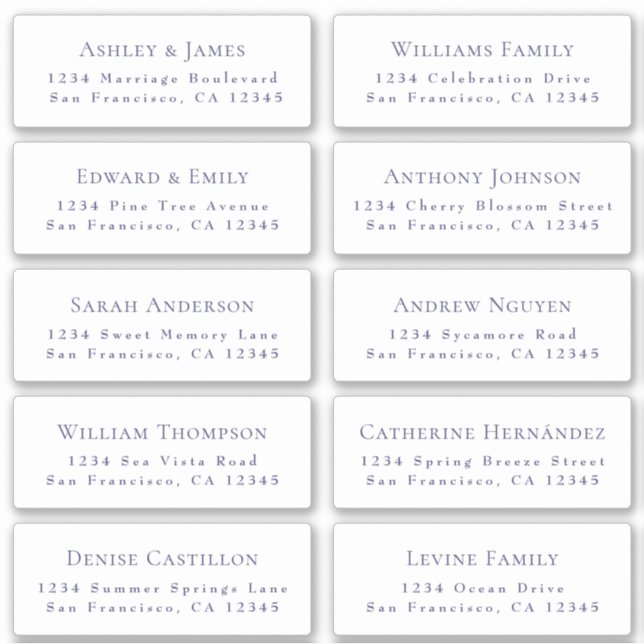 Customisable Wedding Guest Address Labels (Front)