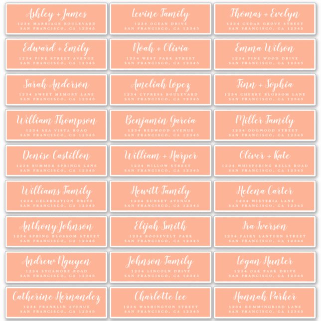 Customisable Wedding Guest Address Labels (Front)