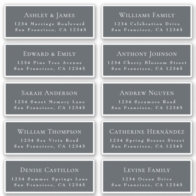 Customisable Wedding Guest Address Labels (Front)