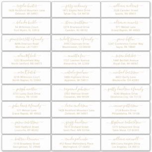 Customisable wedding guest address labels Gold