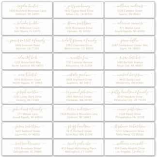 Customisable wedding guest address labels Gold