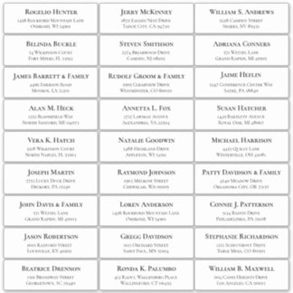 Customisable wedding guest address labels sticker