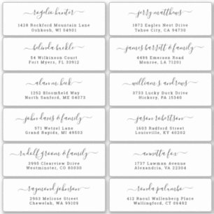 Customisable wedding guest address labels sticker